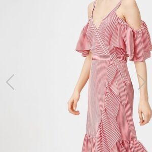 Club Monaco Red Asymmetrical Striped Dress